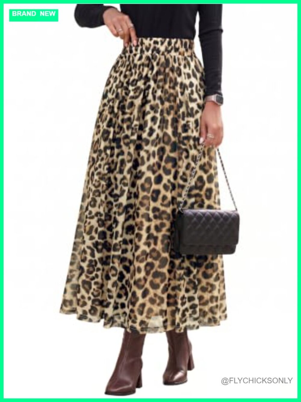 Dokotoo Women's Elastic High Waist A-Line Flowy Long Skirt